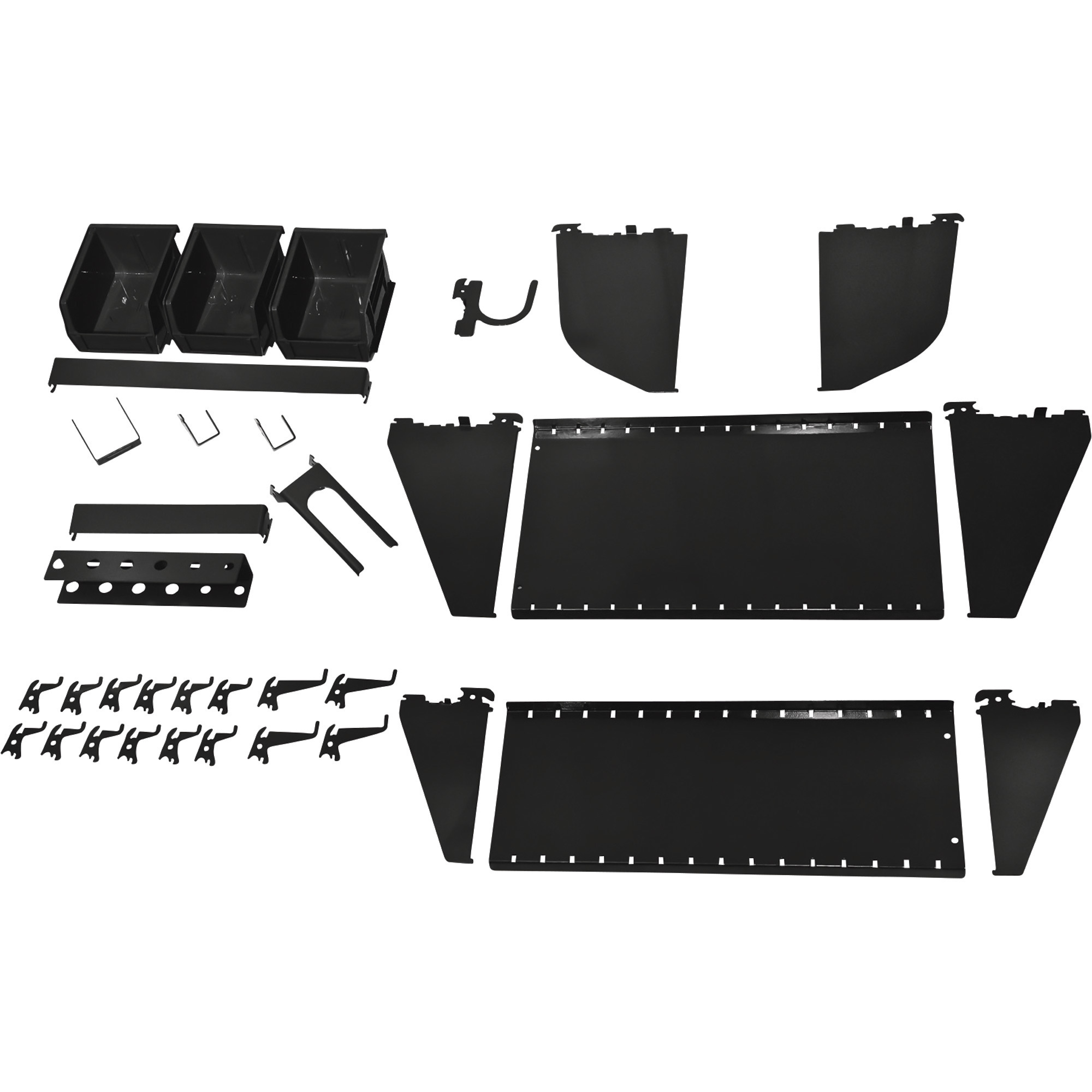 Wall Control Slotted Pegboard Industrial Workstation Accessory Kit, Black, Model# 35-K-WRKBK